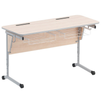 Стол ученический двухместный с наклоном столешницы (0-24°) и корзиной - fgospostavki.ru - Обнинск