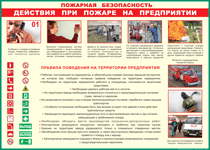 Таблица "Действия при пожаре на предприятии" (100х140 сантиметров, винил) - fgospostavki.ru - Обнинск