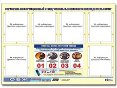 Стенд информационный "Основы безопасности жизнедеятельности" (80*110, 6 карманов) - fgospostavki.ru - Обнинск