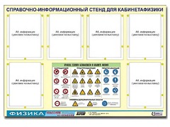 Стенд информационный "Правила техники безопасности в кабинете физики" (80х110, 6 карманов) - fgospostavki.ru - Обнинск
