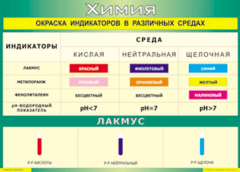 Таблица "Окраска индикаторов в различных средах" (100х140 сантиметров, винил) - fgospostavki.ru - Обнинск