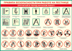 Таблица "Правила безопасности при работе на лестнице" (100х140 сантиметров, винил) - fgospostavki.ru - Обнинск
