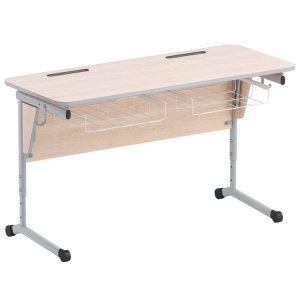 Стол ученический двухместный с наклоном столешницы (0-24°) и корзиной - fgospostavki.ru - Обнинск