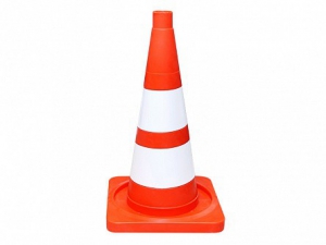 Сигнальный дорожный конус (мягкий, с двумя белыми полосами) - fgospostavki.ru - Обнинск