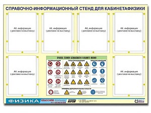 Стенд информационный "Правила техники безопасности в кабинете физики" (80х110, 6 карманов) - fgospostavki.ru - Обнинск