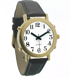 Часы для слабовидящих людей с белым циферблатом на кожаном ремешке - fgospostavki.ru - Обнинск