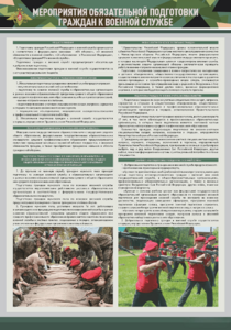 Стенд "Мероприятия обязательной подготовки граждан к военной службе" - fgospostavki.ru - Обнинск