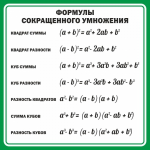 Стенд "Формулы сокращенного умножения" Вариант 2 - fgospostavki.ru - Обнинск