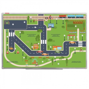 Магнитно-маркерная доска "Безопасный маршрут школьника" (дом-школа-дом) с комплектом тематических магнитов КМ-17 - fgospostavki.ru - Обнинск