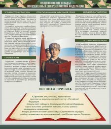 Стенд "Уставы. Закон военной службы. Военная присяга" - fgospostavki.ru - Обнинск