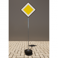 Знак дорожный "Главная дорога" 2.1 типоразмер 40 на стойке с основанием 3кг - fgospostavki.ru - Обнинск