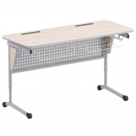 Стол ученический двухместный с перфорированной панелью, наклоном столешницы (0-24°) и корзиной - fgospostavki.ru - Обнинск
