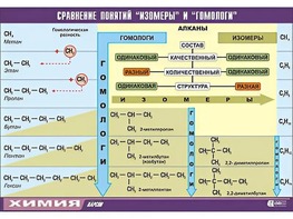 Таблица демонстрационная "Сравнение понятий изомер и гомолог" (винил 100x140) - fgospostavki.ru - Обнинск