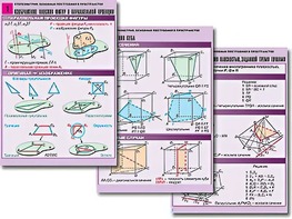 Комплект таблиц по геометрии "Стереометрия. Основные построения в пространстве" (8 таблиц, А1, ламинированные) - fgospostavki.ru - Обнинск