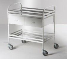 Столик манипуляционный передвижной металлический с бортиками, с двумя полками и двумя выдвижными ящиками - fgospostavki.ru - Обнинск